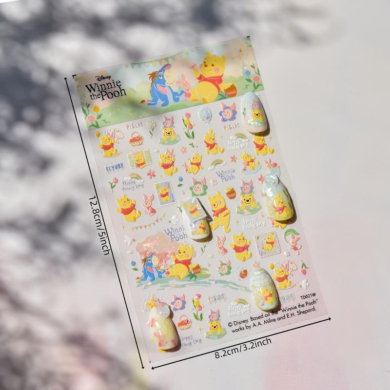 5D Disney Nail Stickers Manicure Accessories Cute Winnie The Pooh for Beautiful Girls Waterproof Nail Decorations