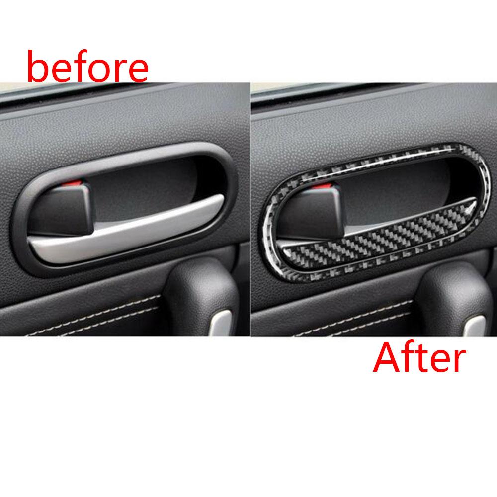 Carbon Fiber Car Interior Door Handle Cover Trim Set For Mazda MX-5 NC 2009-2015