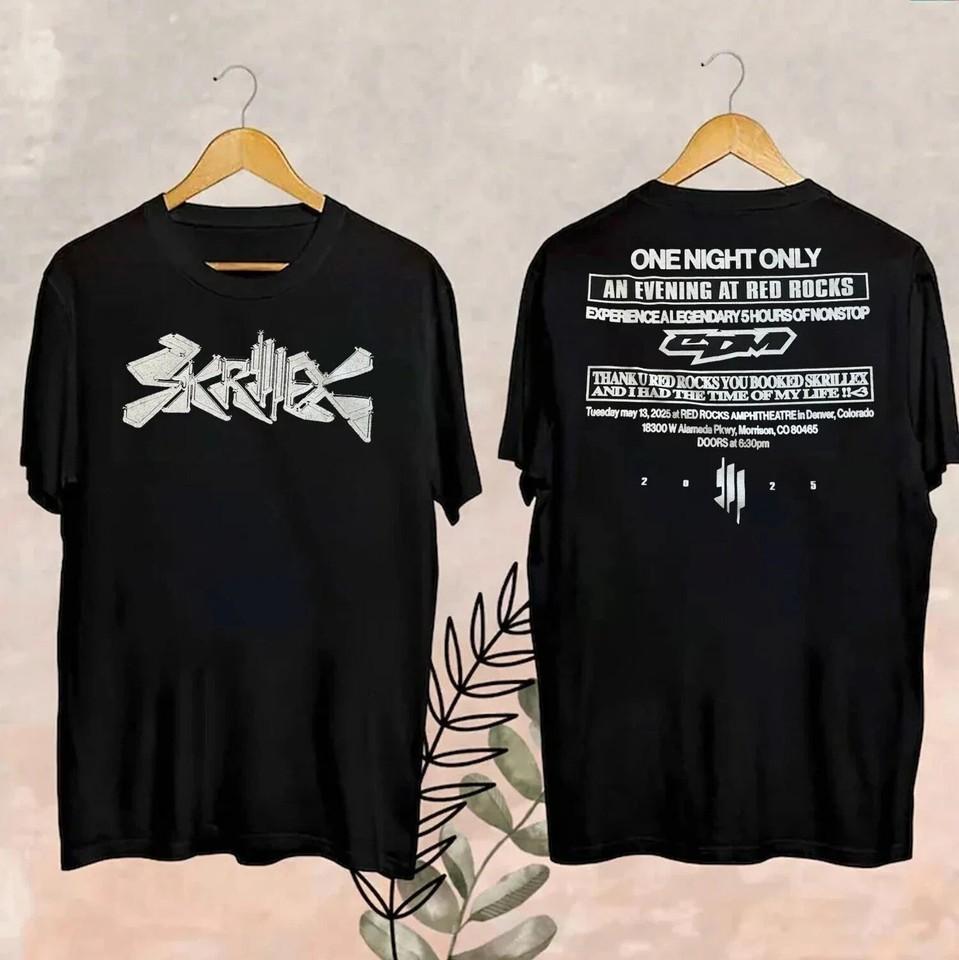 HOT SALE  Skrillex Red Rocks 2025 Exclusive Black TShirt Reprint For Fan Unisex T-Shirt XXXL