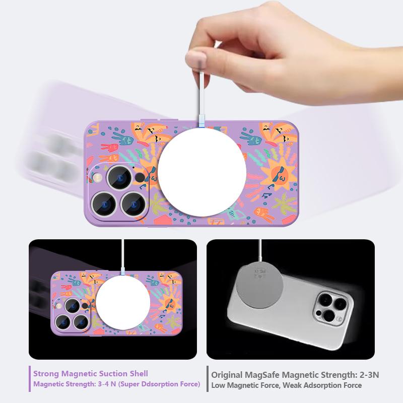 Colorful Cartoon Pattern Case For iPhone 17 Pro Max Magnetic For Magsafe Silicone Cover For iPhone 16 Pro Max Funda iPhone 15 14 13 12 11 16E Air