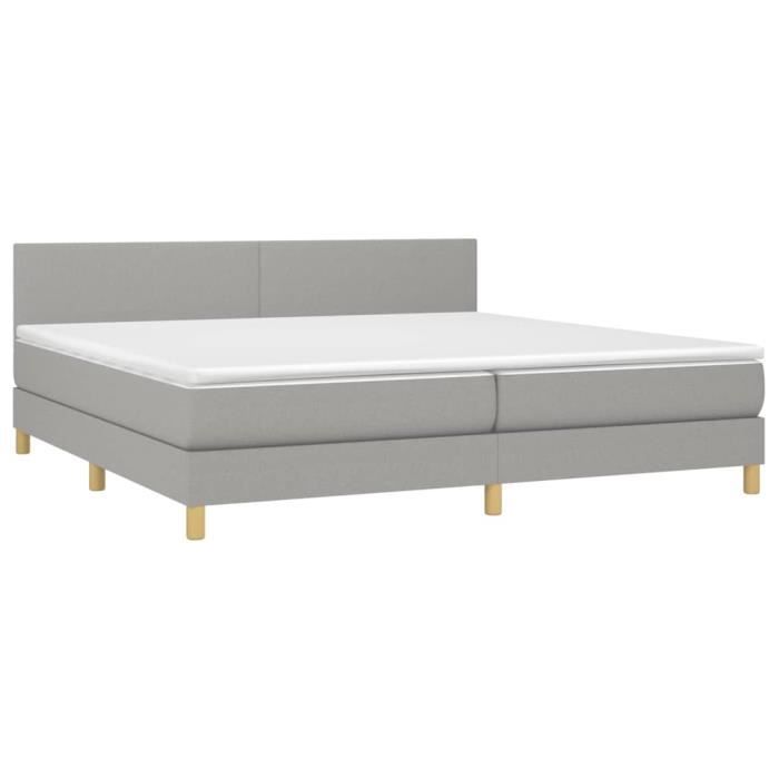 3140481 vidaXL Lit à sommier tapissier avec matelas Gris clair 200x200cm Tissu