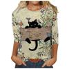 Women's  Casual Fashion Round Neck Print Long Sleeve Pullover T-shirt Tops