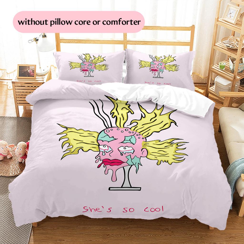 Rugrats  Pattern Bedding Quilt Set  Home Decoration  Gift (1 * Duvet Cover + 2 * Pillowcase  Without Core)