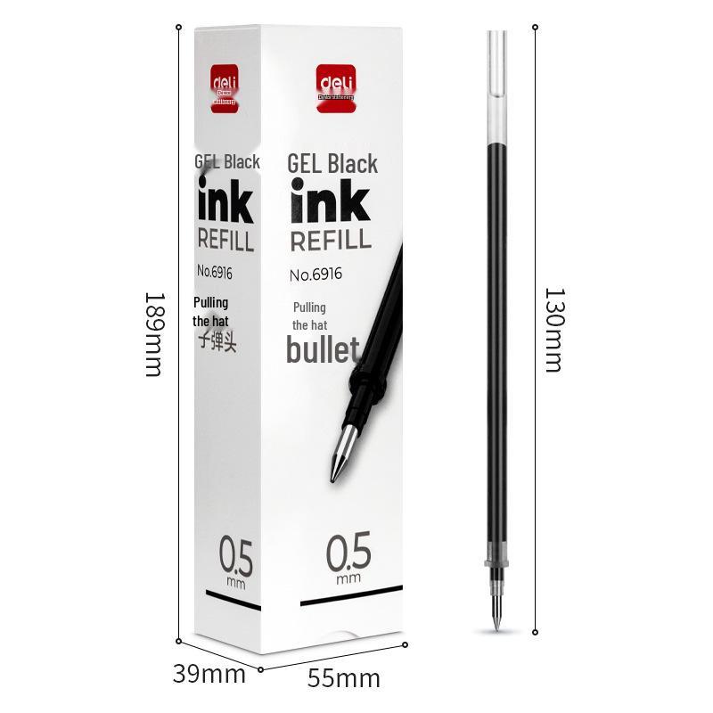 Deli 6916 Gel Pen Refills: Black, Red, Blue, 0.5mm Bullet Tip