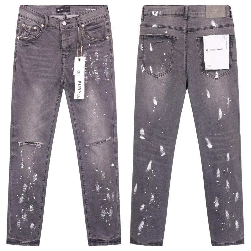 Mens Slim Fit Distressed Straight Leg Denim Jeans - Mid Rise Light Wash Youth Streetwear Style