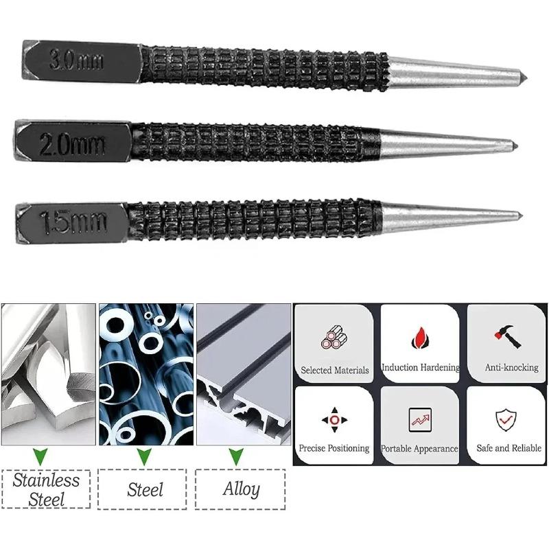 1pc 1.5mm 2mm 3mm Alloy Steel Center Punch Metal Wood Marking Drilling Tool