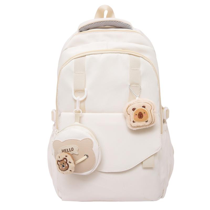 

Large Capacity Women s Backpack Campus Student Schoolbag бежевий