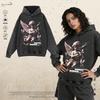 Vintage Hip Hop Oversized Distressed Hoodie With Graphic Print Loose Fit Streetwear Sweatshirt Men