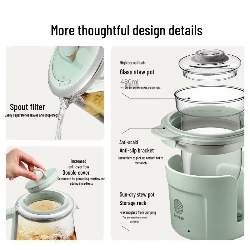 Buydeem K165 Multi-functional Health Pot with Steamer & Stew Pot, 1.5L CN plug (adapter included)