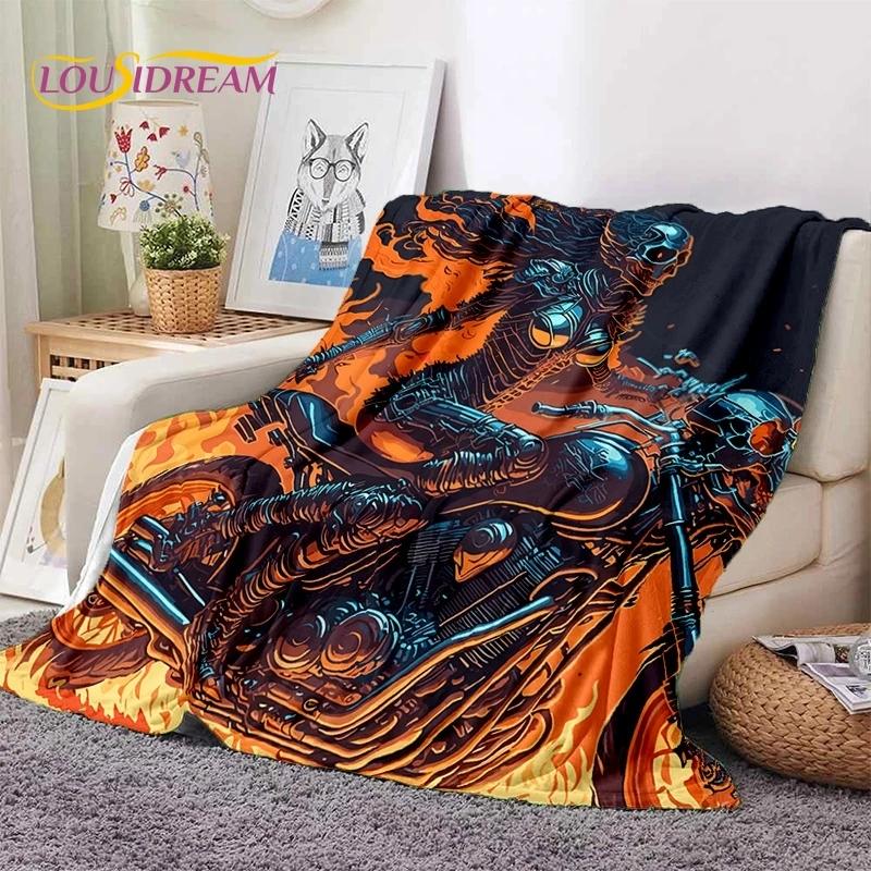 Motocross Modern Retro Motorcycle Soft Flannel Blanket for Bed Bedroom Sofa Picnic,Throw Blanket for Cover Outdoors Leisure Gift