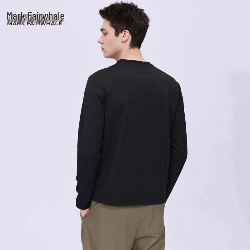 Mark Fairwhale Men's Pocket Embroidery Long Sleeve Crew Neck T-Shirt