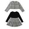 Girls Jacket Short Skirt Set Spring Autumn Children's Long Sleeve Two Piece Clothes