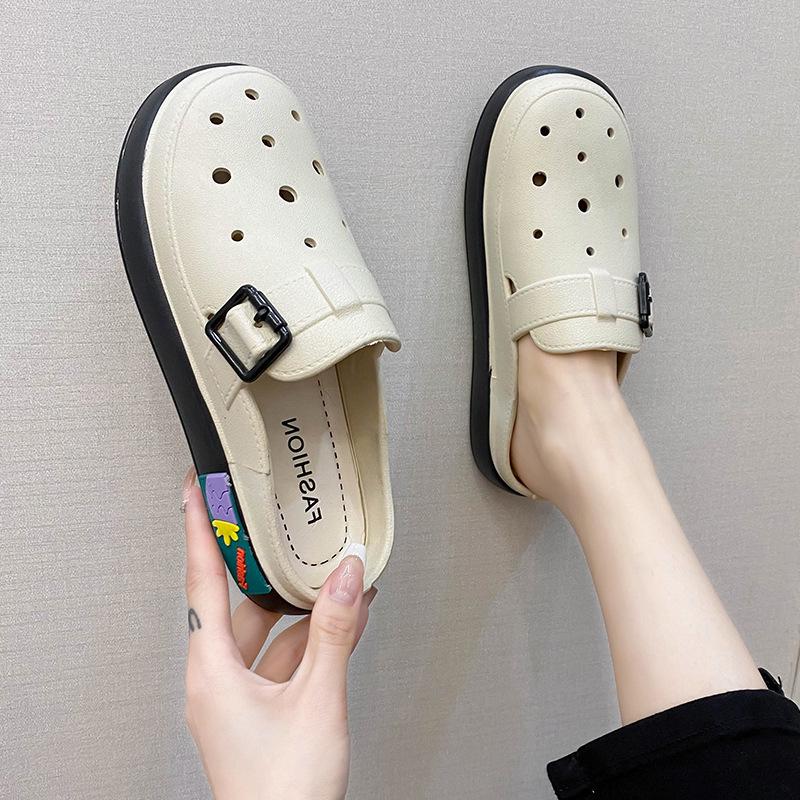 Trendy Women's Summer Closed-Toe Non-Slip Slip-On Slippers with Thick Sole