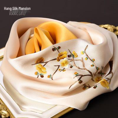 Élégant Foulard et Châle en Soie de Mûrier Brodé Su