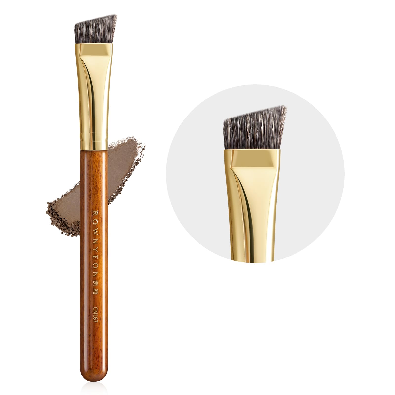 

ROWNYEON Angled Eyebrow Brush, Thick Eyebrow Brush, Natural Bristle, Makeup Brush, Red Desert Series, Easy to Use, Professional Grade, Gentle on