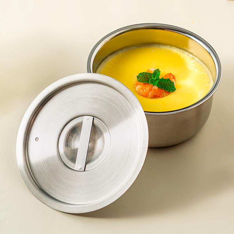 Stainless Steel Steamed Egg Bowl Ramen Rice Fruit Salad Stew Bowls With Lids Soup Cup Food Container Kitchen Tableware Supplies