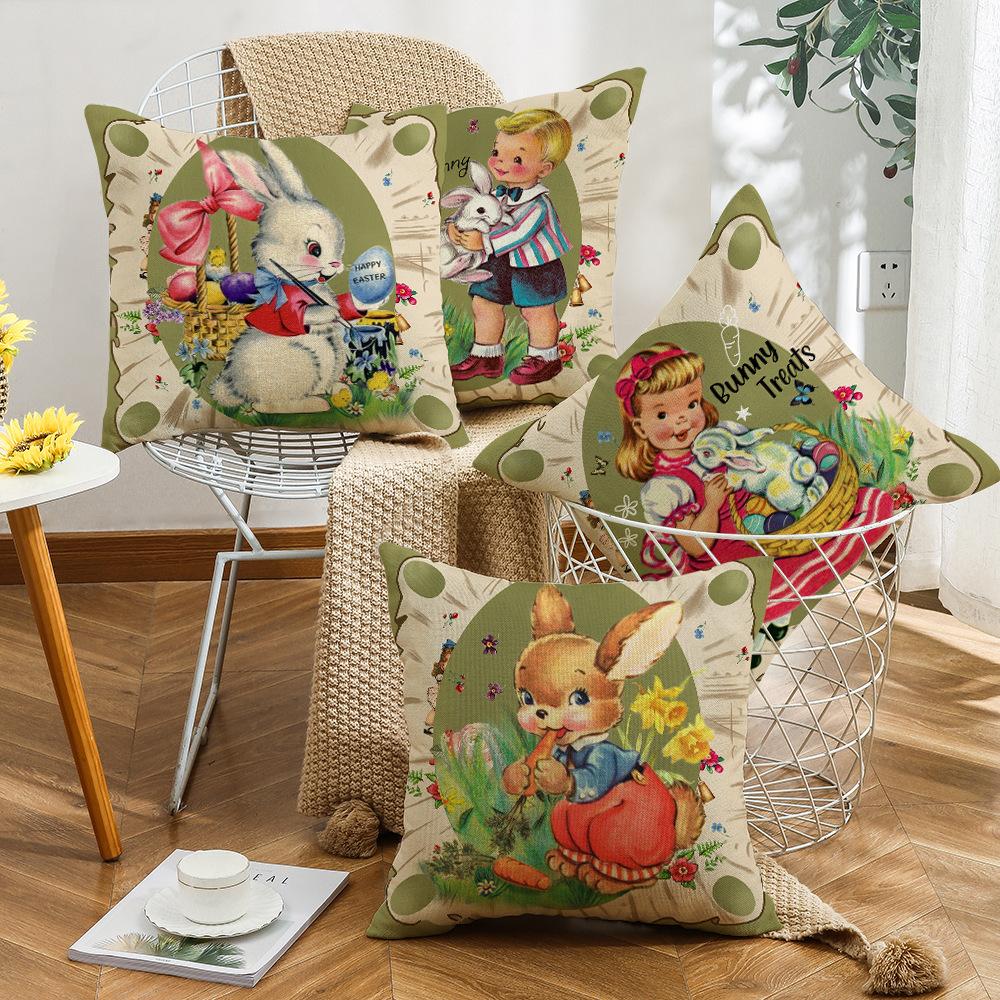 Easter Pillow Office Pillow Case Home Decoration Sofa Pillow Case Rabbit Easter Egg