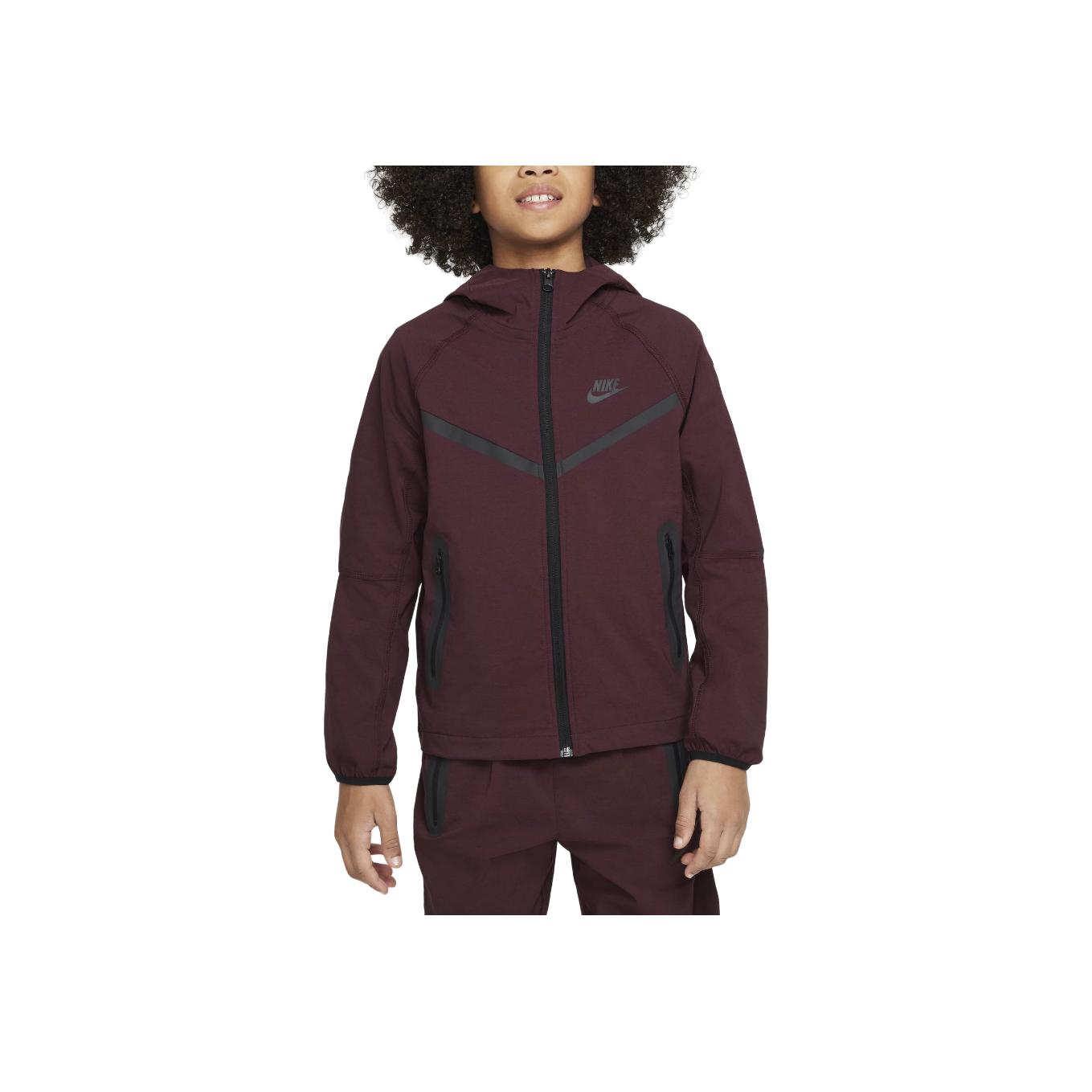 

Куртка на молнии с капюшоном и логотипом Nike Tech Детские куртки бордового и черного цветов HQ8911-652 XS