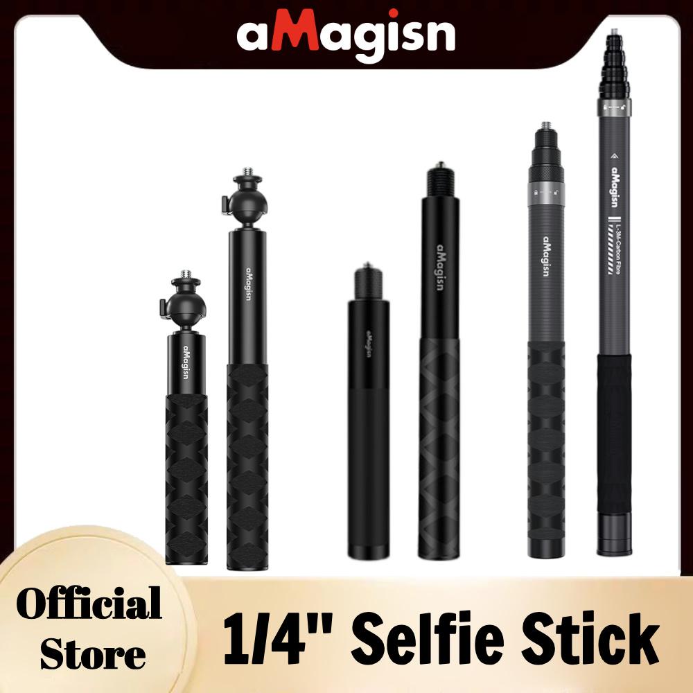 aMagisn 1/4’’ Selfie Stick Ball Head / Aluminum / Carbon Fiber Extendable Telescopic Pole for Gopro DJI Insta360 X4 X3 Ace Pro 2 7