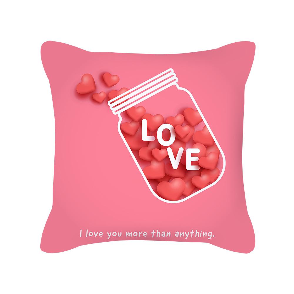 Peach Skin Pillowcase Valentine's Day Pillowcase Pink Heart-shaped Pillow Romantic Series Home Decoration Sofa Cushion Cover