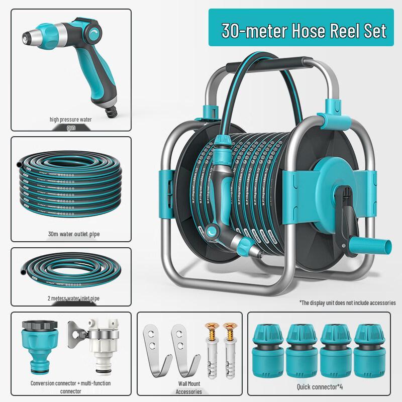 TLXT Upgraded 30m High-Pressure Car Wash Hose Reel Kit