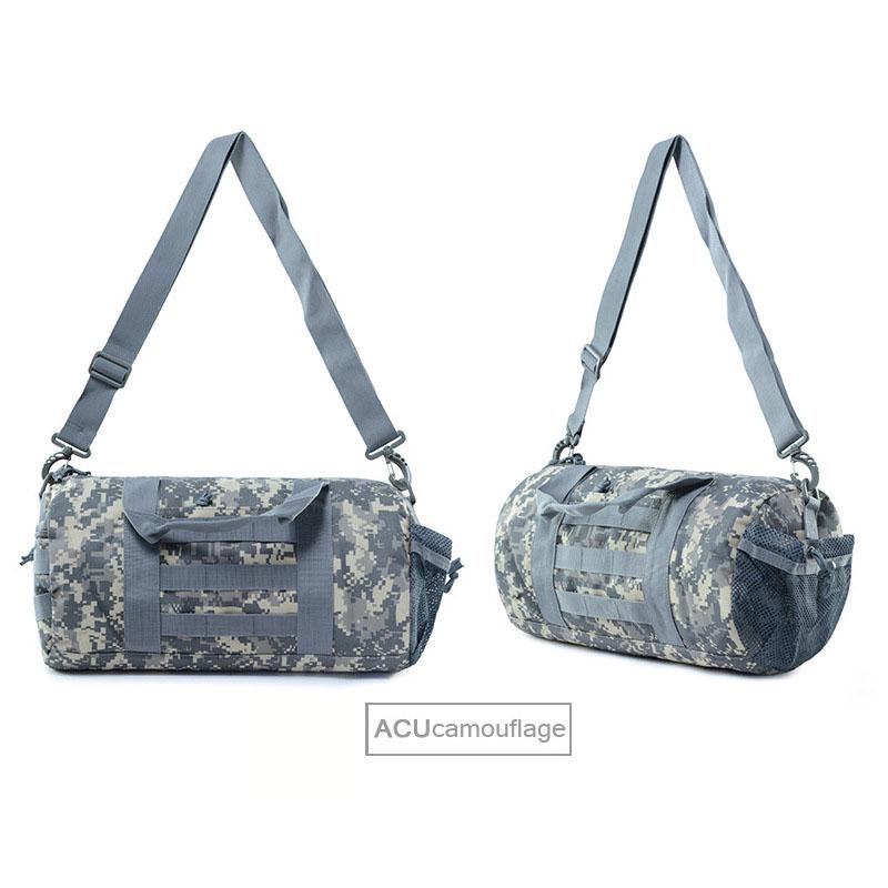 Outdoor Round Camouflage Backpack Military Hiking Bag Sports Attack Tactical Cylindrical Shoulder Bag High Capacity Handbag