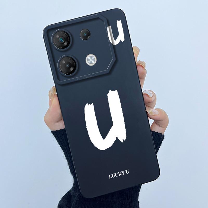 For Infinix GT 10 Pro X6739 Phone Case Lucky Initial Letter Matte Soft Silicone Shell For InfinixGT 10Pro GT10 Pro Cover Casing