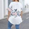 Women's Fashion Large Size Round Neck Short Sleeve Casual Print Loose Pullover Top