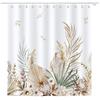 Bohemian Leaf Shower Curtain Watercolor Tan Leaf Floral Bathroom Curtain Polyester Waterproof Shower Curtain With Hook
