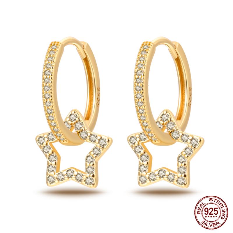 100% 925 Sterling Silver Rose Gold Heart Geometric Pave CZ Hoop Earrings For Women Wedding Engagement Birthday Jewelry Gift 2023