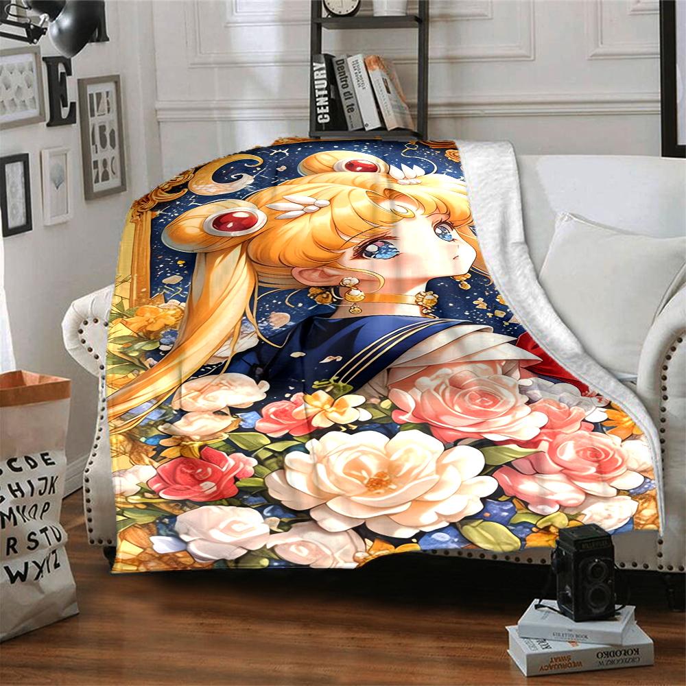1Pc Moonlit Sailor Princess Blanket For Couch Bed Plush Cozy Fuzzy Blanket Super Soft Warm Blankets For Fall And Winter 0918242