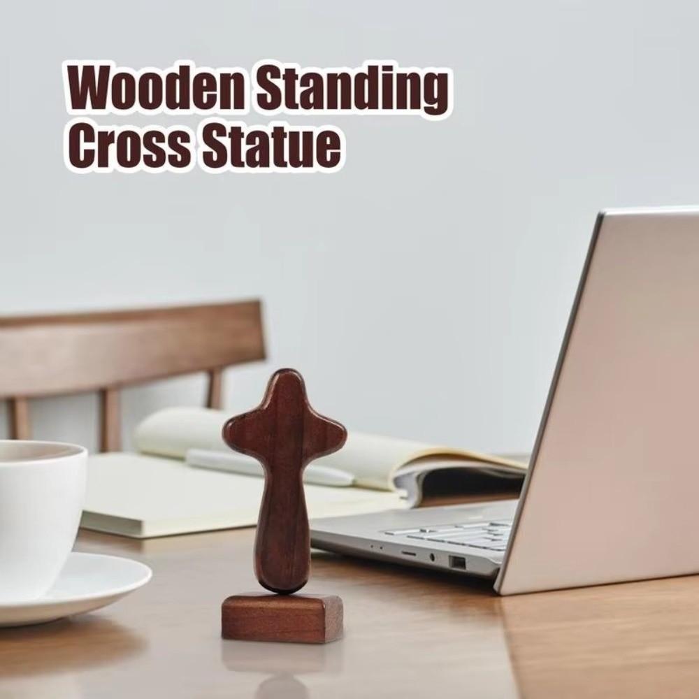 Magnetic Base Crosses Figurine Portable Crucifix Sculpture Wood Cross Statue  Living Room