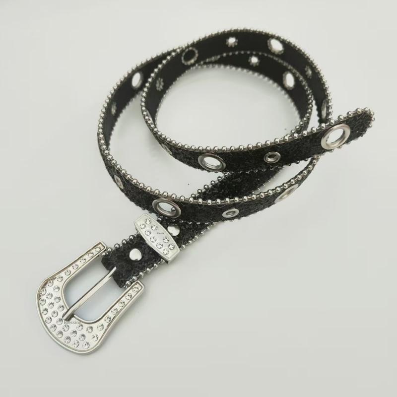 Women's Sparkly Punk Waist Belt Rhinestone Studded Glitter Crystal Buckle 1Pcs for Club Rave Events