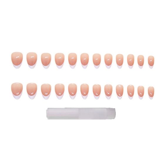 

1 комплект накладных ногтей со стразами и бантом, французский градиентный цвет, длинные ногти для наращивания, домашний салон, женщины, полное покрытие, набор для накладных ногтей из пластика B