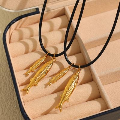 Titanium stalen tonijn hanger ketting tropische vis niche niet makkelijk te stoten ketting verguld 18k
