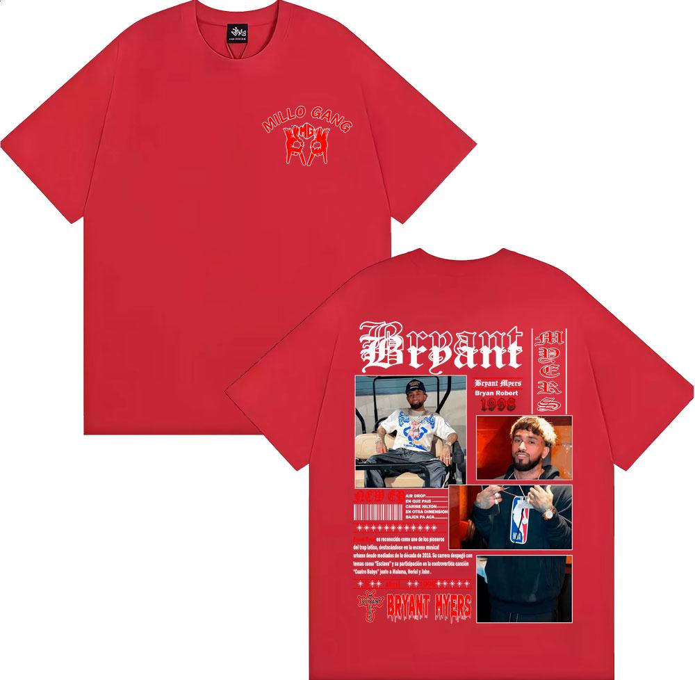 Rapper Bryant Myers Album 2025 Tour Cover T-shirts for Men Harajuku Gothic Streetwear T Shirt Male 100% Cotton Oversized T-shirt
