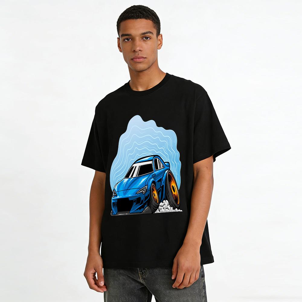 Drift Racing Car Graphic Tee For Car Culture Enthusiasts Cool Top Pure cotton T-shirt