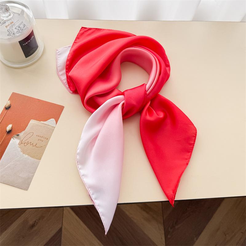 New Gradual Change Simulation Silk Printing Silk Scarf Small Square Scarf High Sense Shawl Sunscreen Neck Scarf Headscarf Women