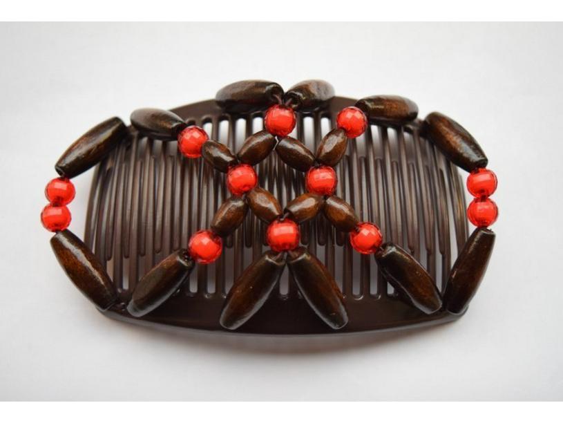 Large Handmade Beaded Elastic Magic Hair Comb with Flower Headpiece - Versatile Double Row Insert for Styling and Bun Making