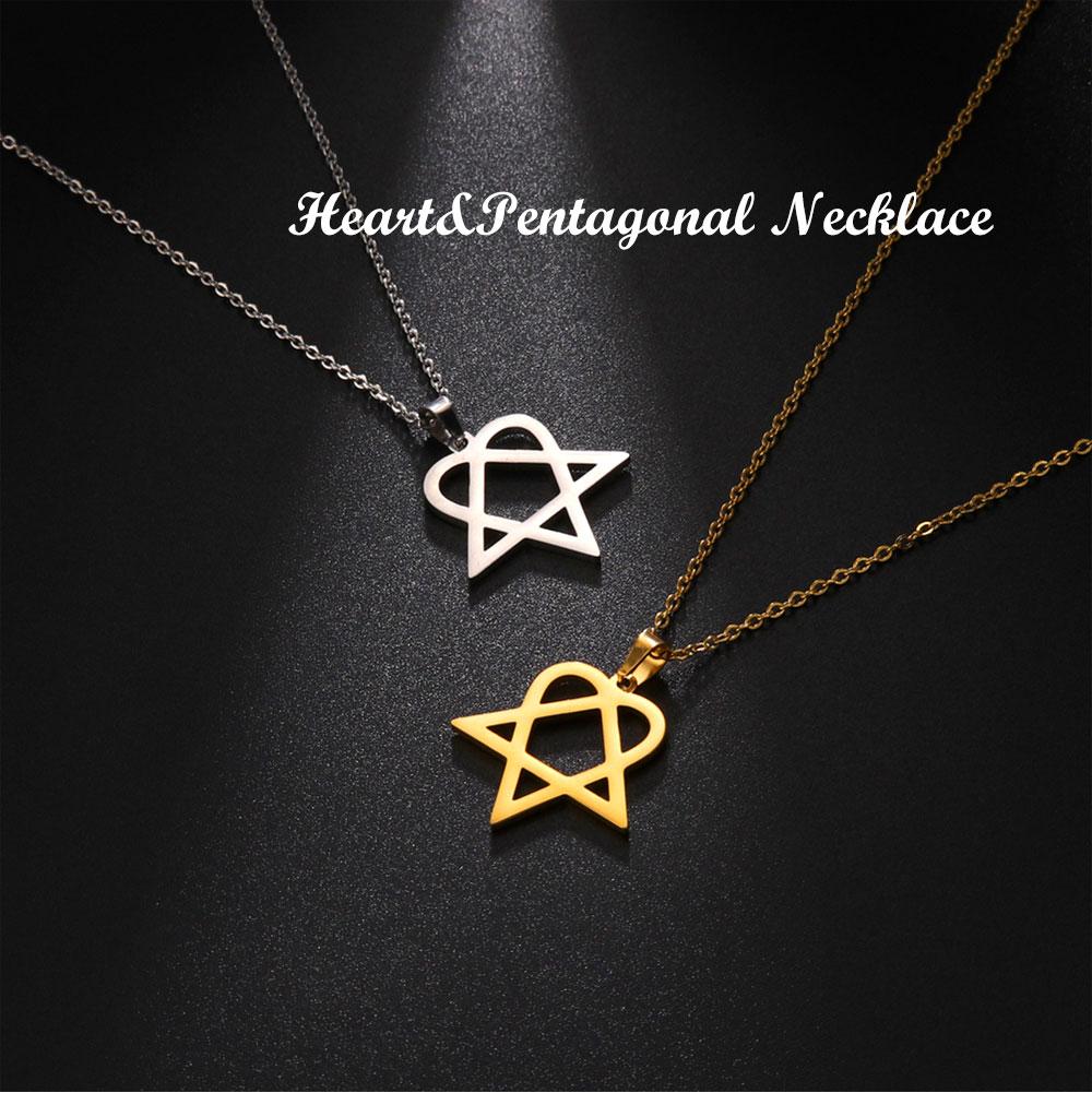 Cazador Herz Fünfeck Anhänger Halskette Für Frauen Geometrisch Edelstahl Kette Halsketten Schmuck Großhandel 2026 Neuankunft