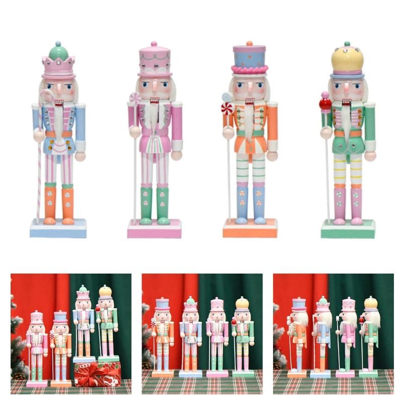 Traditionelle Feiertags Nussknacker Ornament Holz Süßigkeitenfarbe Soldatenfigur Saisonale Heimdekorationen Mittelstücke 25cm