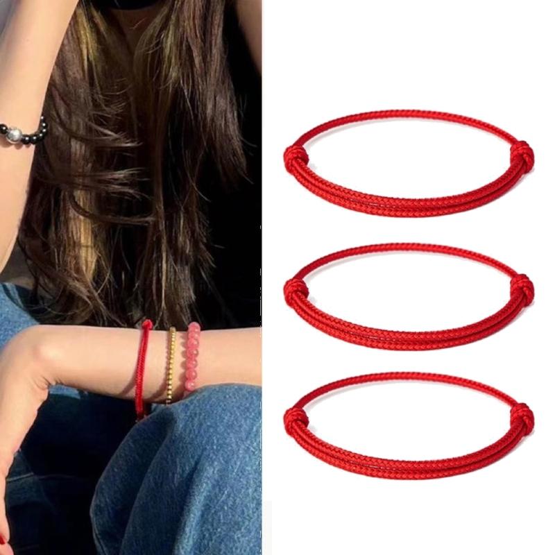 10 Pcs Minimalist DIY Red String Bracelet Adjustable Braid Rope Wristband Couple Jewelry Handmade Woven Bangle Jewelry