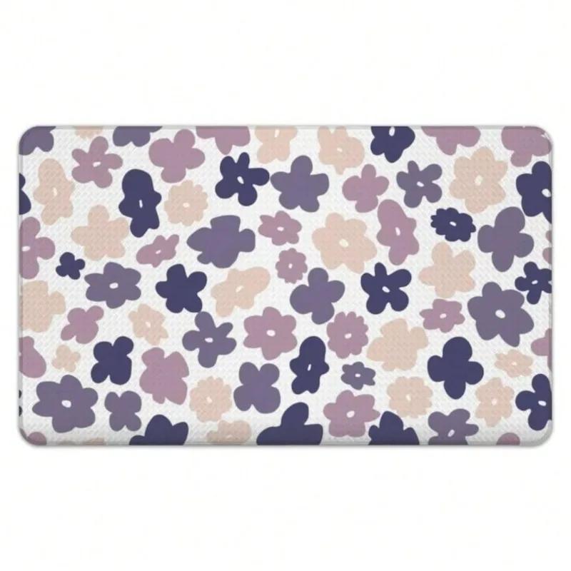 Country Floral Carpet Mat Rug Anti-Fatigue Non-Slip Shabby Chic Cottagecore Home Decoration for Kitchen Laundry Indoor Standing