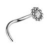 Decorative Titanium Nose Ring With White Premium Zirconia - Tn-031 0.8/6.5