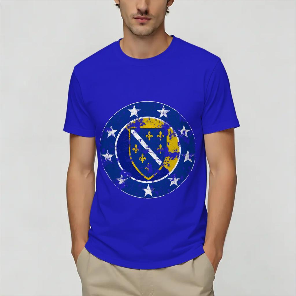 Casual Bosnia and Herzegovina Flag TShirt for Unisex Round Neck Cotton T Shirt Short Sleeve Tee Shirt Gift Idea Tops