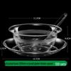 Disposable Frosted Crystal Bowl Set with Plate and Spoon (120 Sets)