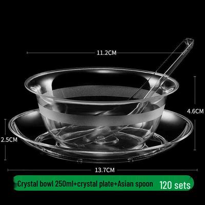 Einweg Frosted Kristallschalen-Set mit Teller und Löffel (120 Sätze)