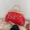 2025 Neue Muscheltasche im chinesischen Stil Kettentasche Nietenhandtasche Jahr des Drachen Aufdruck Damen Schultertasche Umhängetasche