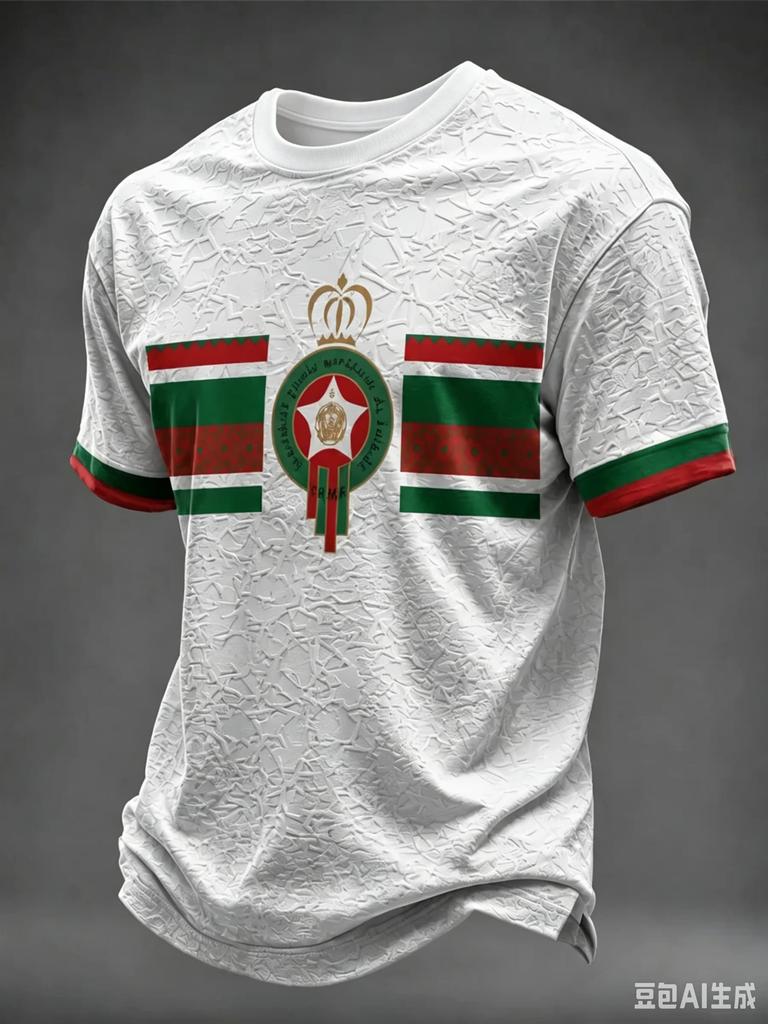 Morocco Team Away Soccer Jersey White Short Sleeve T Shirt  Football Unisex Fans Supporter Training Sport Tee Casual Top