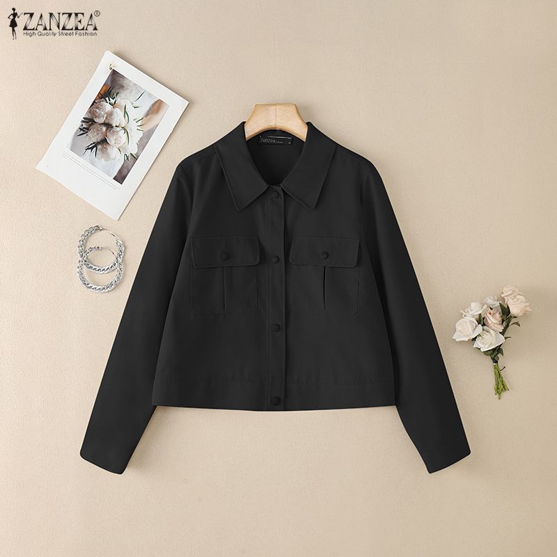 ZANZEA Women Casual Turn Down Collar Long Sleeve Blouse